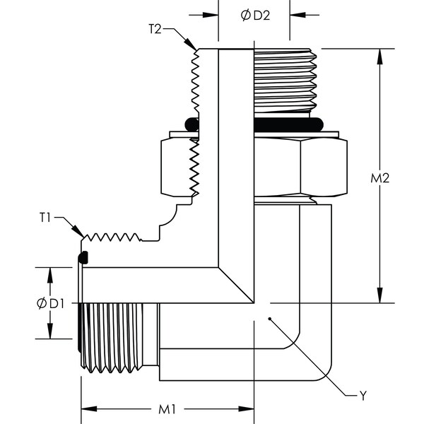 World Wide Fittings ORFS to Adjustable O-Ring 90 Deg. Elbow Stainless Steel FS6801X08X08SS - main